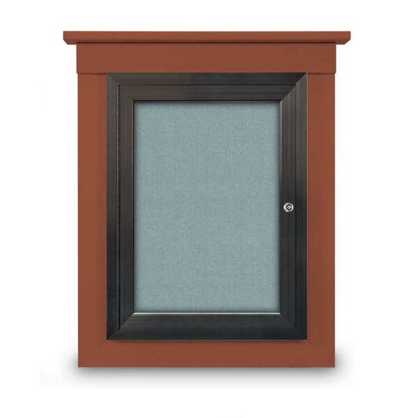 72"x48" 3-Door Enclosed Letterboard, Header, Green Vinyl/Walnut